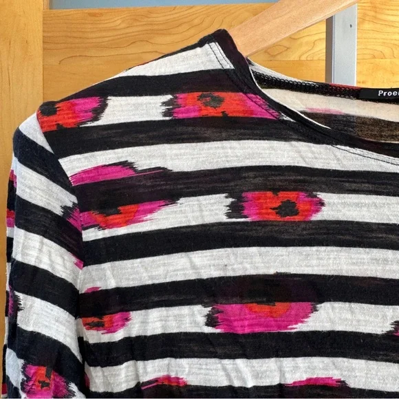 Proenza Schouler Black and White Striped Top with Red Accent - Picture 5 of 6